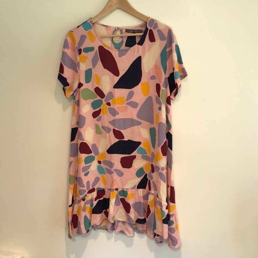 MISTER Zimi Swing Dress pink with confetti print size 14